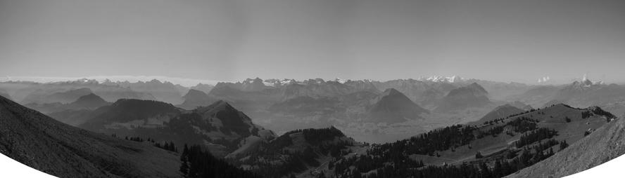 a view on the mountains from rigi kulm to the south east.